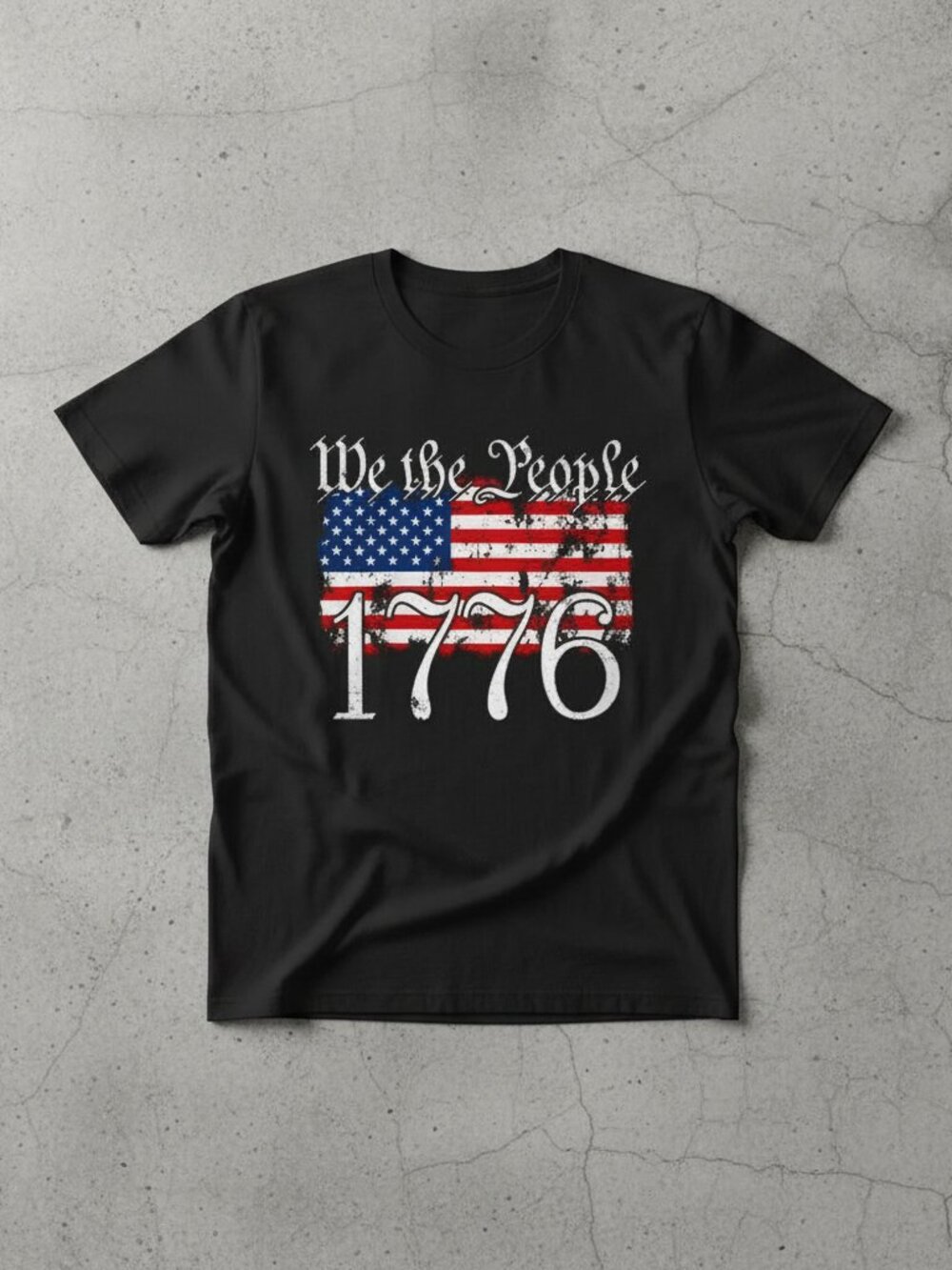 We The People 1776 Graphic T-Shirt – Patriotic USA Flag Tee – Vintage American